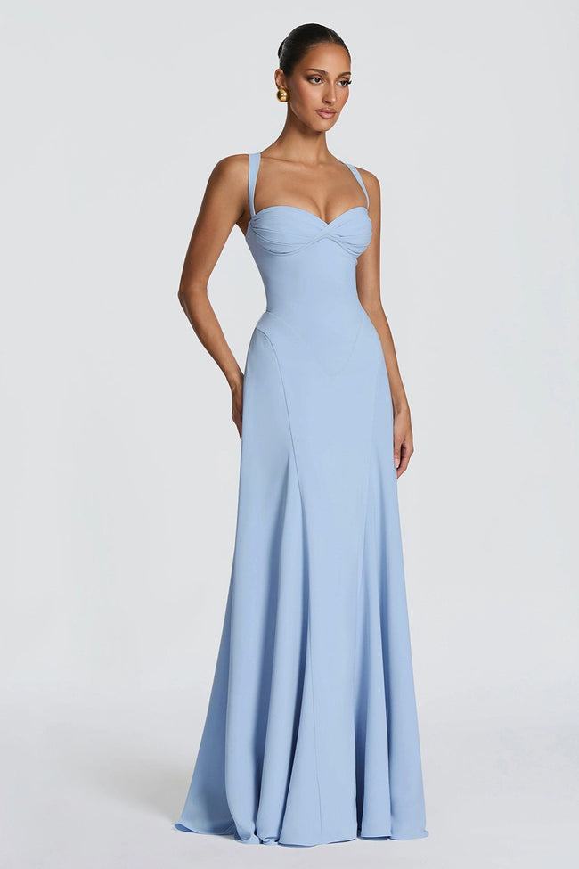 Cross Back Milk Silk Maxi Formal Dress Main image