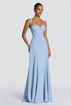 Cross Back Milk Silk Maxi Formal Dress