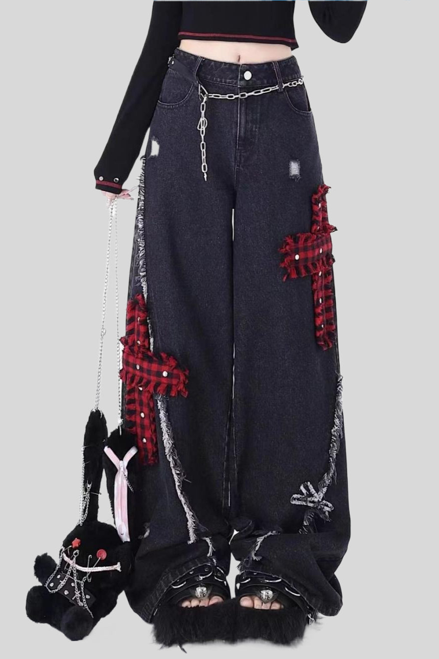 Red Cross Patch Distressed Jeans