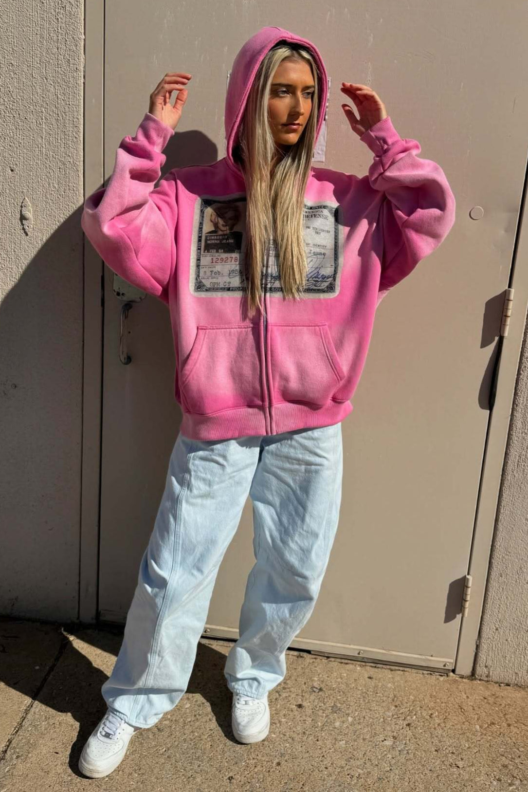 Retro Graphic Loose Fit Zip Hoodie