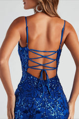 Sequin Spaghetti Strap Backless Mini Dress