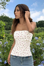 Sweet Floral Corset Tube Top