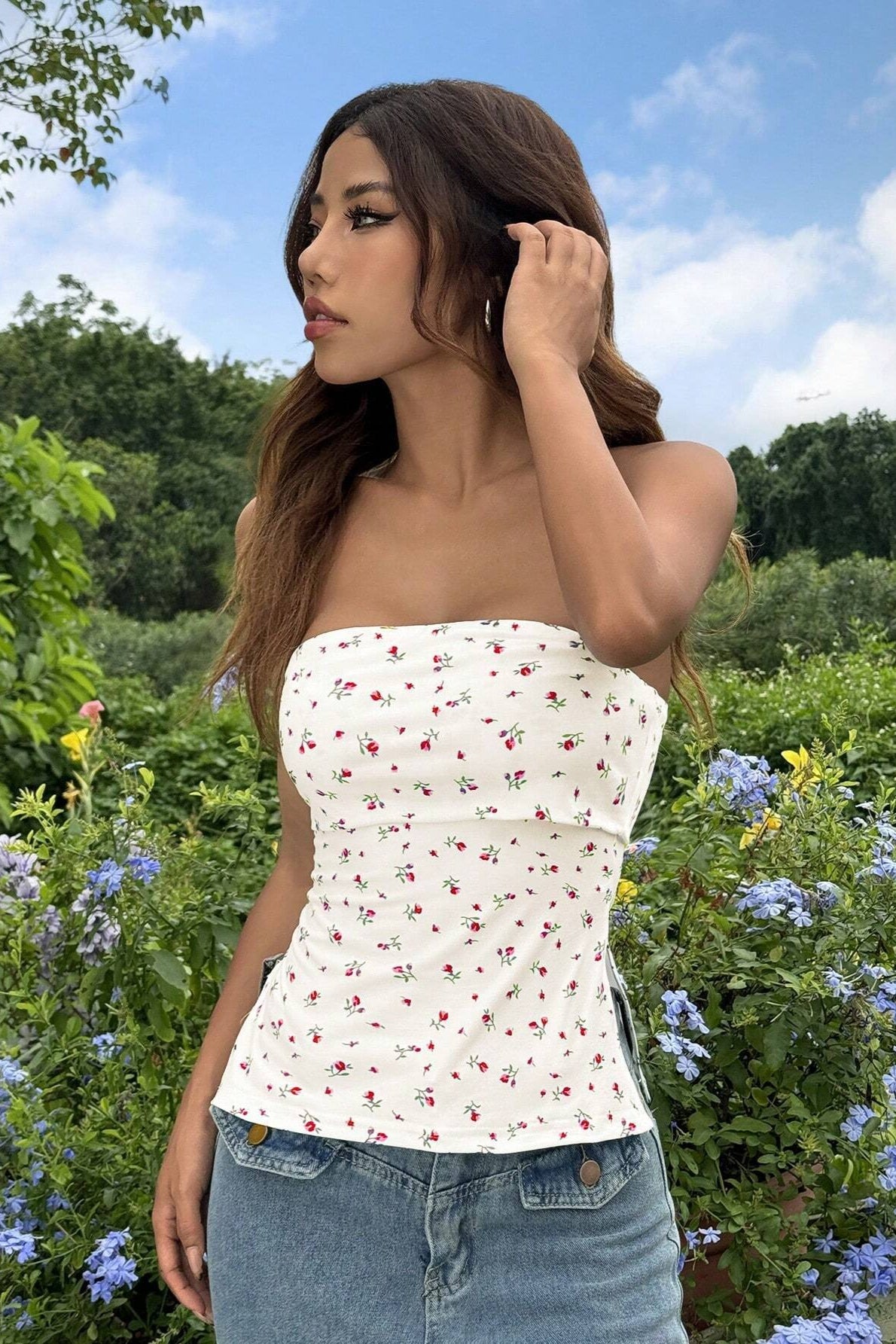 Sweet Floral Corset Tube Top