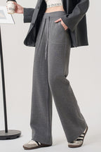 Fleece Lined Thermal Draping Lounge Straight Leg Knit Pants