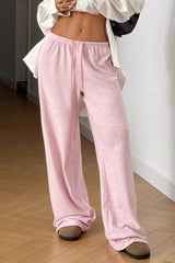 Solid Drawstring Waist Knit Pants
