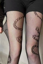 Sheer Snake Pattern Cutout Tights