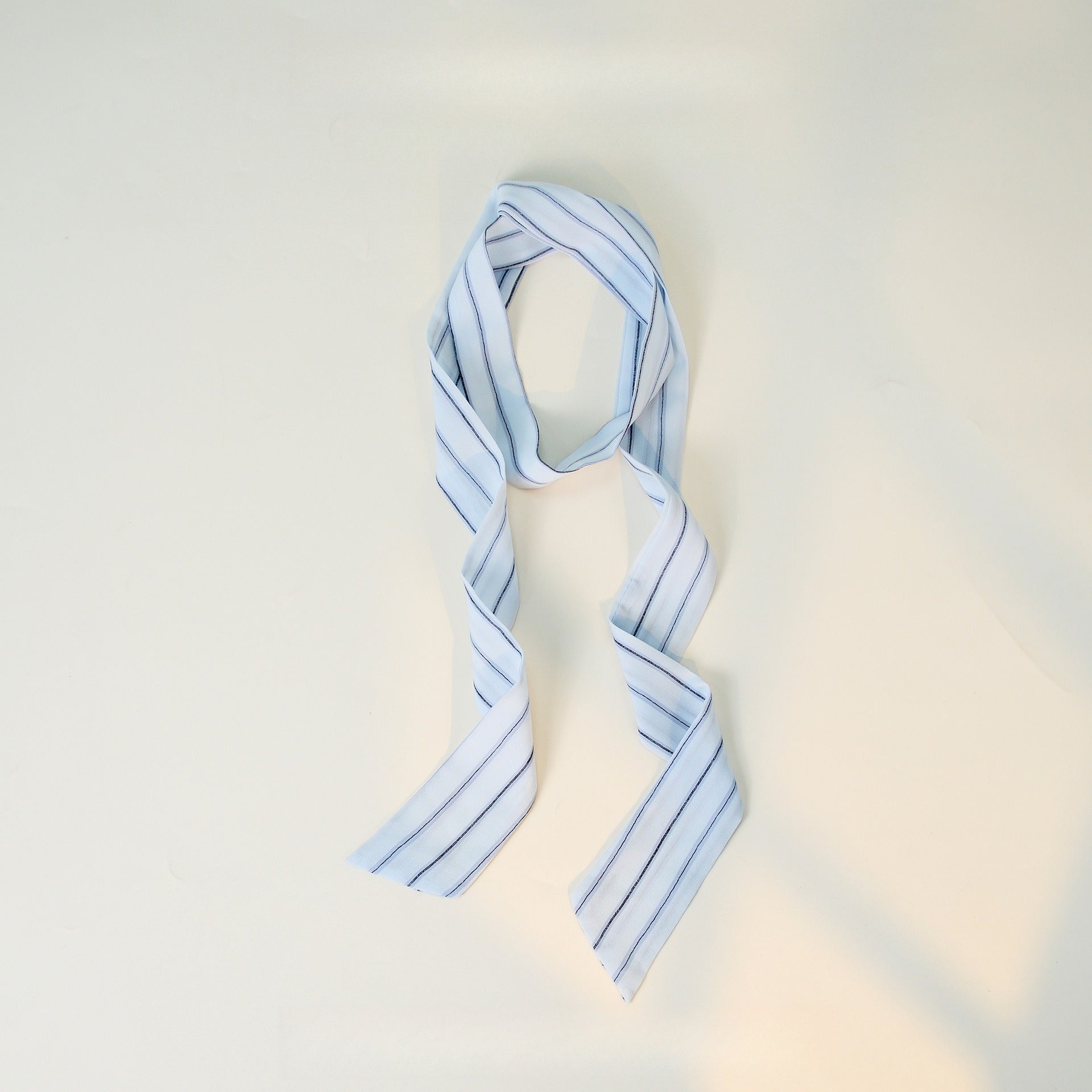 Elegant Striped Long Skinny Neck Ribbon Scarf Main image