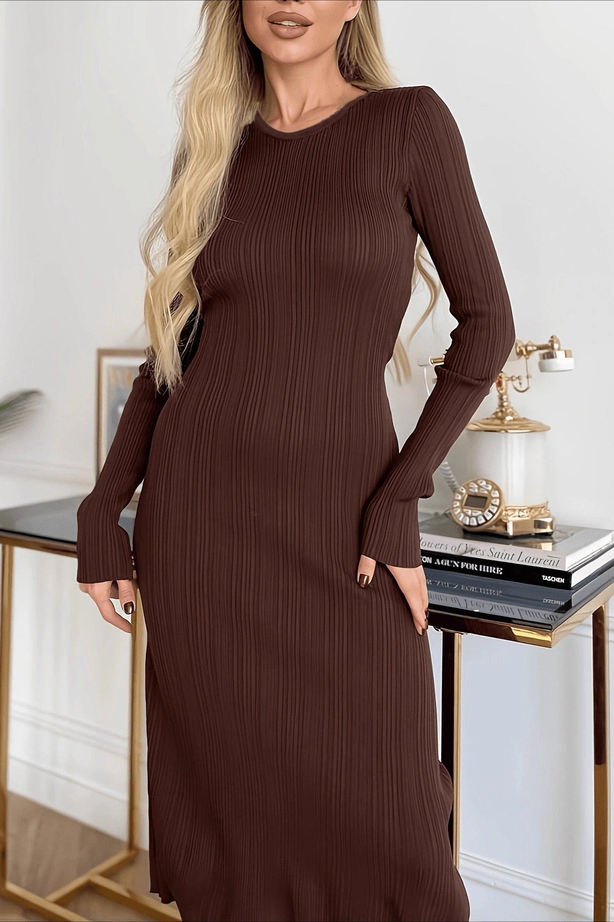Casual Long Sleeve Knit Sweater Dress Secondary image