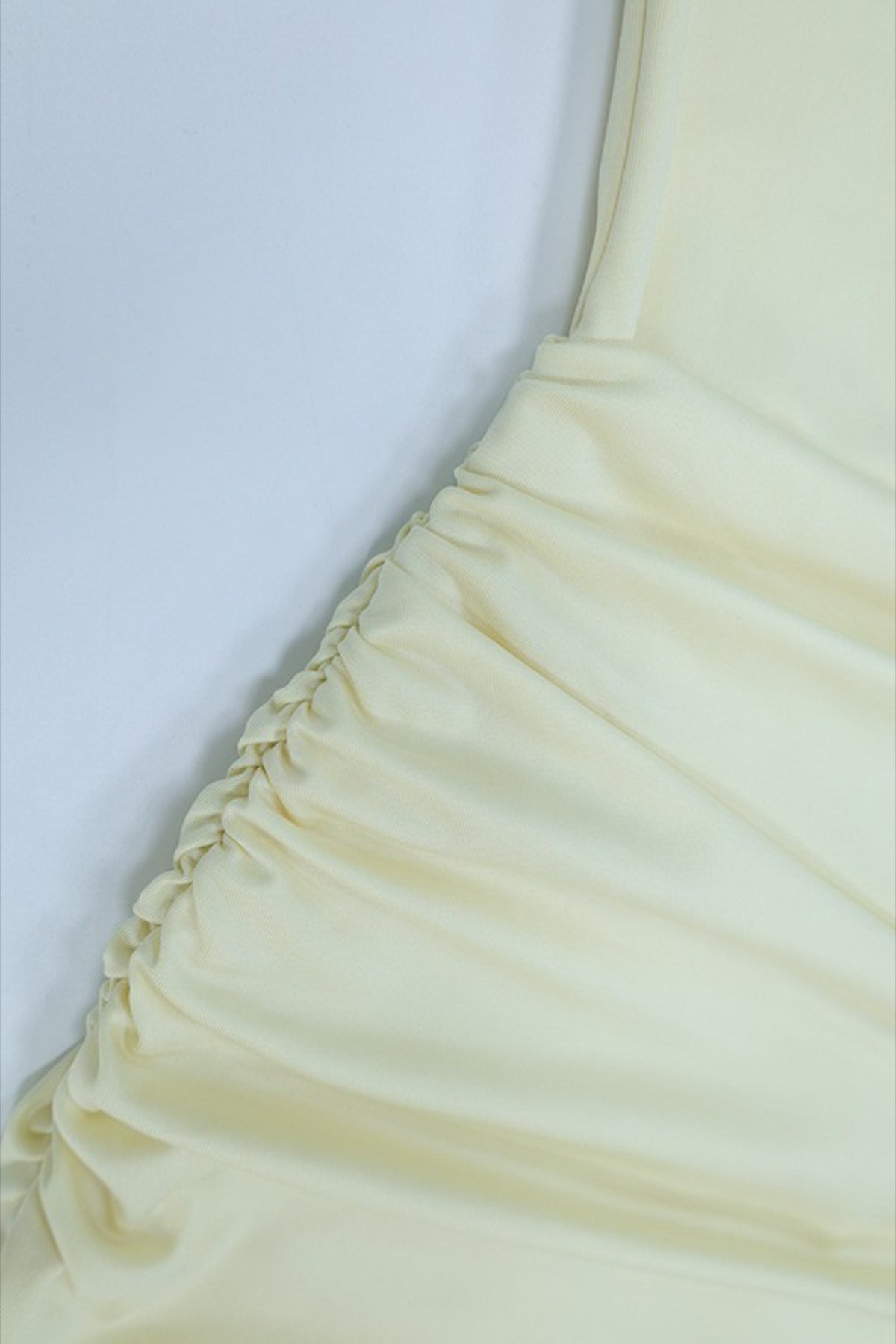 Square Neck Ruched Milk Silk Formal Dress