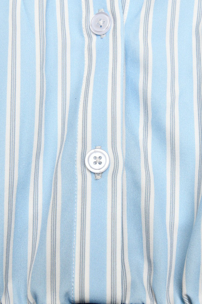 Corset Waist Striped Long Sleeve Blouse
