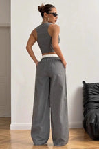 Tailored Workwear Striped Two Piece Vest Pants Set