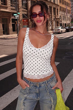 Polka Dot Lace Trim Slim Cami