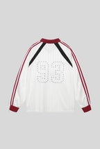 Rhinestone Typography Raglan V Neck Sweatshirt