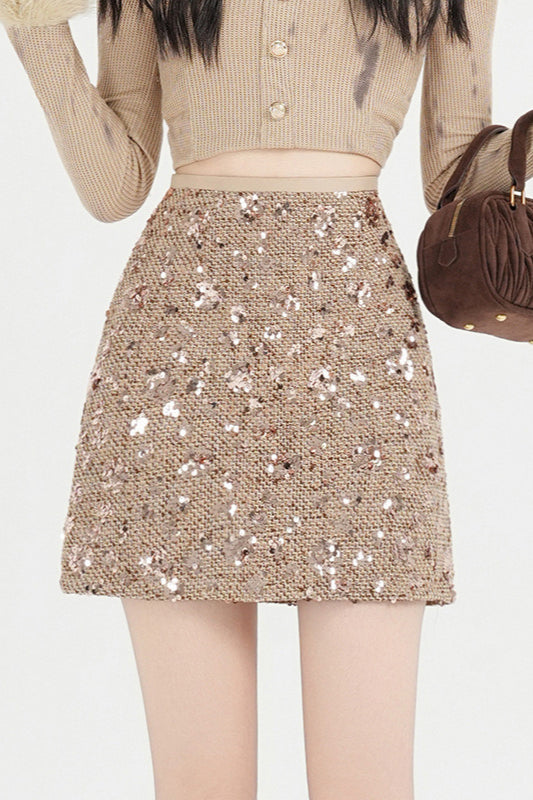 High Waisted Sequin Bodycon A Line Skirt Main image
