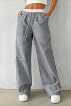 Stripe Plaid Pattern Knit Pants