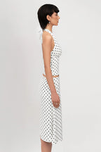 Sexy Polka Dot Halter Tie Top Low Rise Skirt Set