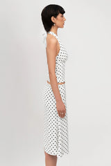 Sexy Polka Dot Halter Tie Top Low Rise Skirt Set