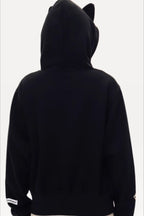 Cat Ear Leopard Lined Zip Up Hoodie
