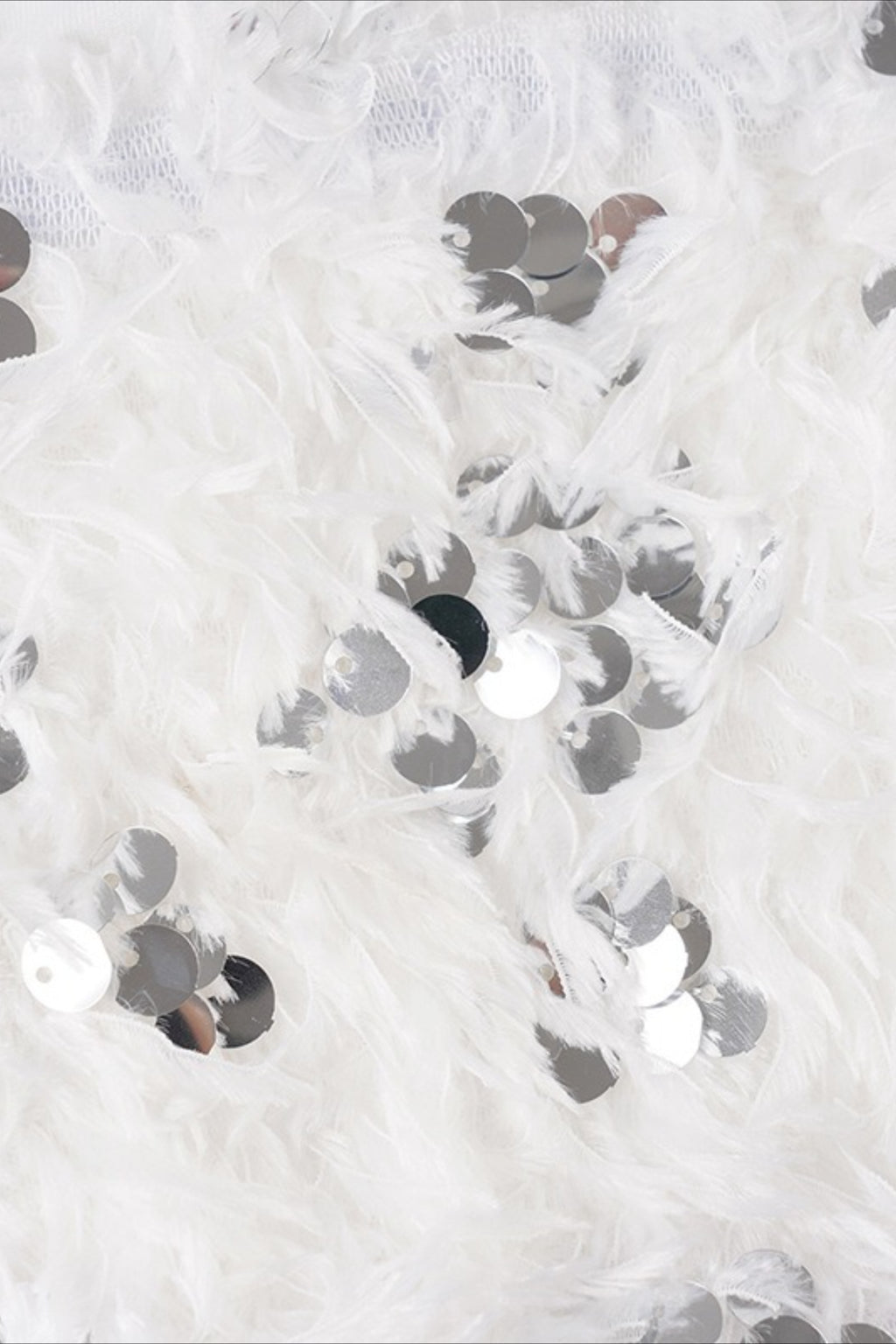 White Sequin Faux Fur Bustier Tube Top