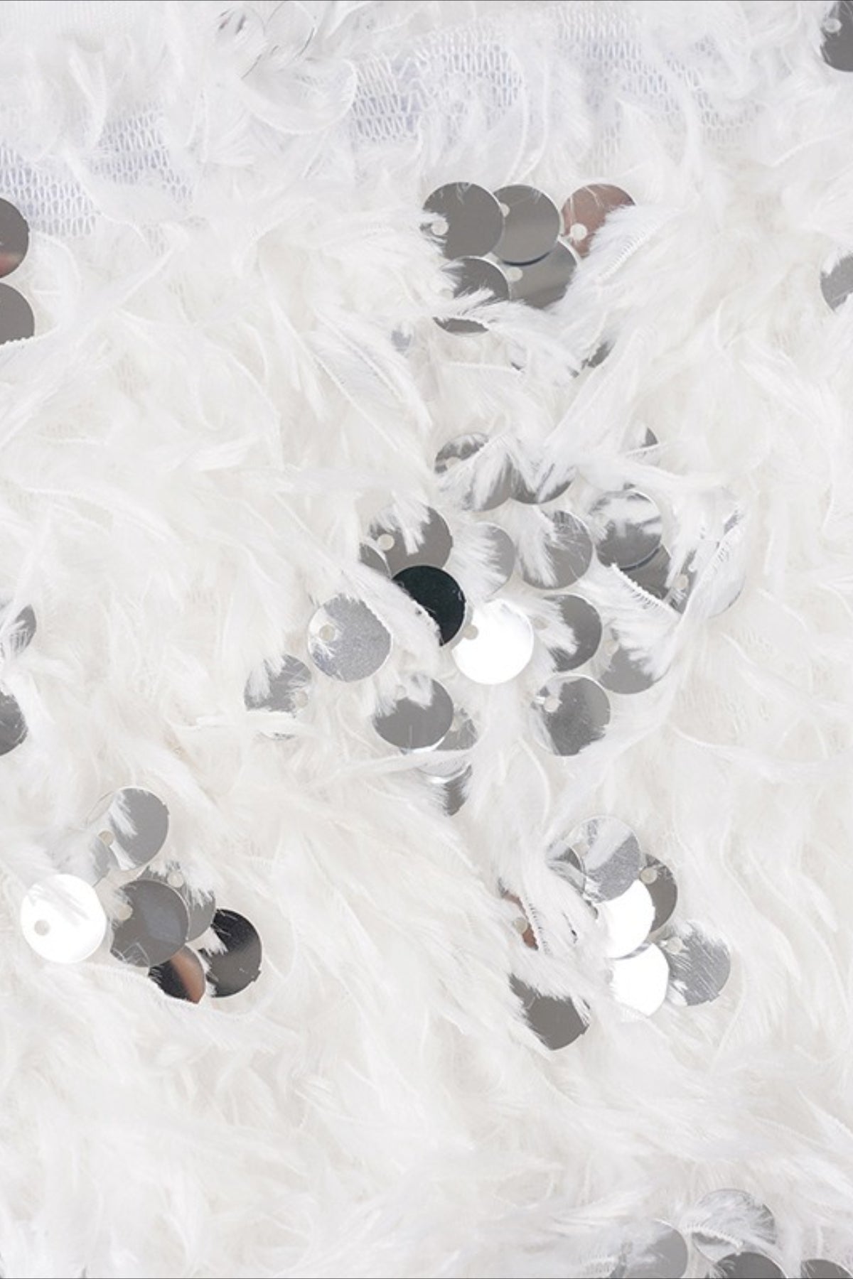 White Sequin Faux Fur Bustier Tube Top