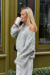 Soft Cozy Off-the-Shoulder Solid Sweater