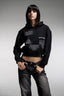 Embroidered Cropped Pullover Hoodie