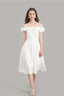 Satin Ruched Off-the-shoulder Cocktail Dress S / White