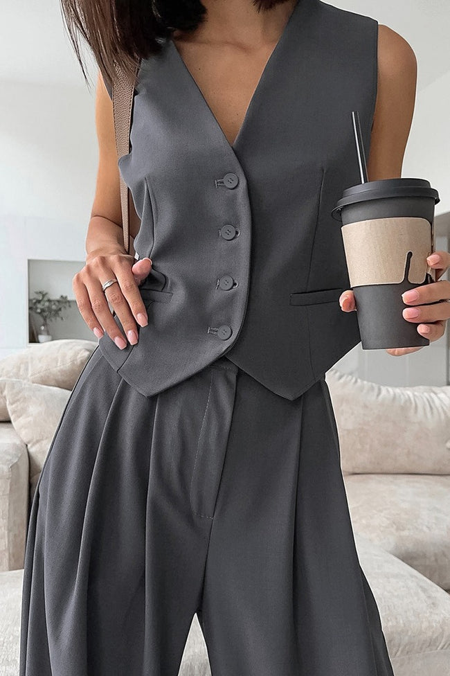 Tailored Gray Two Piece Vest Pants Set Main image