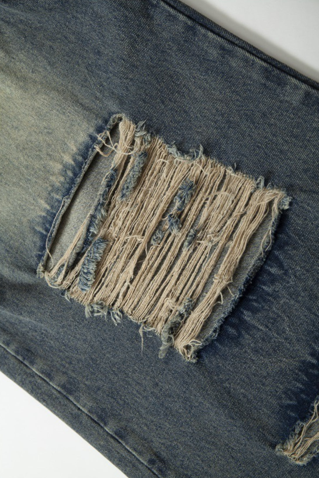 Camo Panel Distressed Wide Leg Jeans