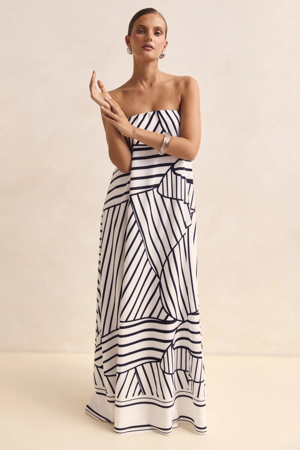 Strapless Printed Off Shoulder Maxi Boho Dress