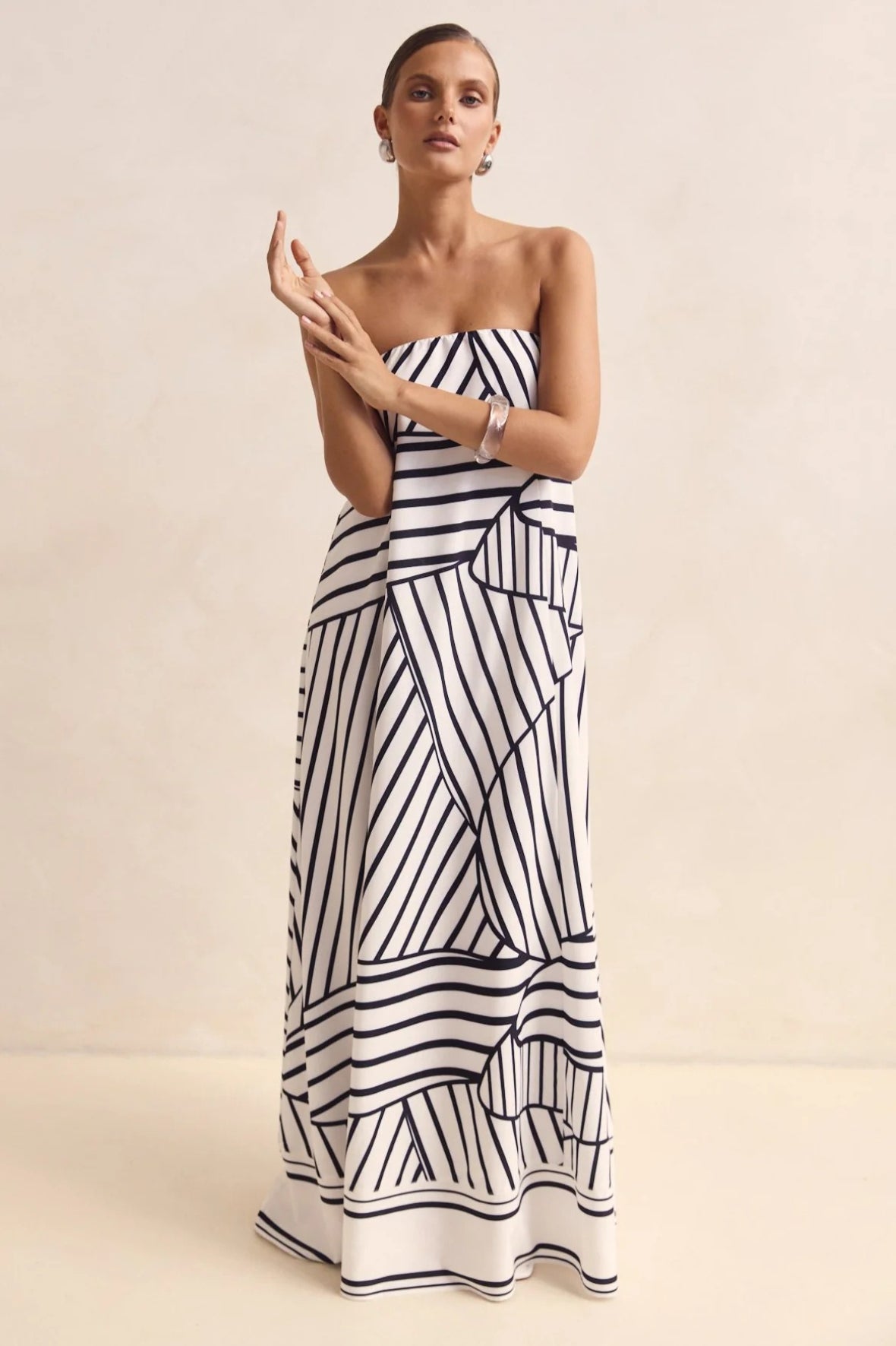 Strapless Printed Off Shoulder Maxi Boho Dress