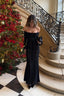 Lace Off Shoulder Maxi Boho Dress Black / S
