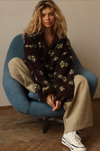 Floral Sherpa Quarter Zip Pullover Sweatshirt