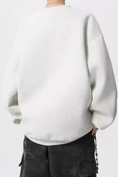Washed Figure Graphic Oversized Crew Neck Sweatshirt