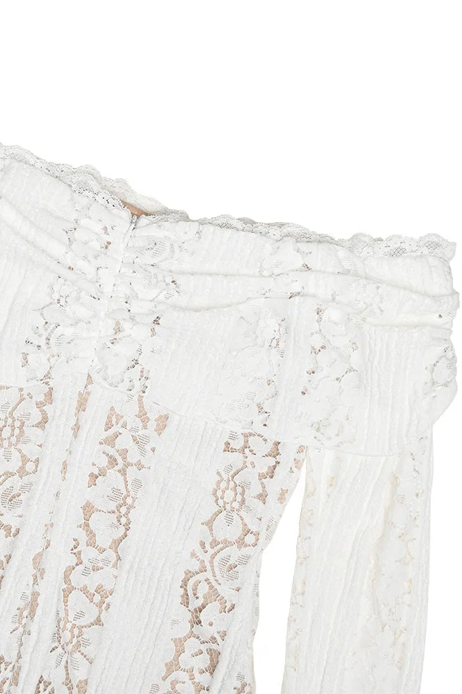 Off Shoulder Lace Bodycon Boho Dress