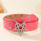 Punk Star Rhinestone Studded Hollow Belt
