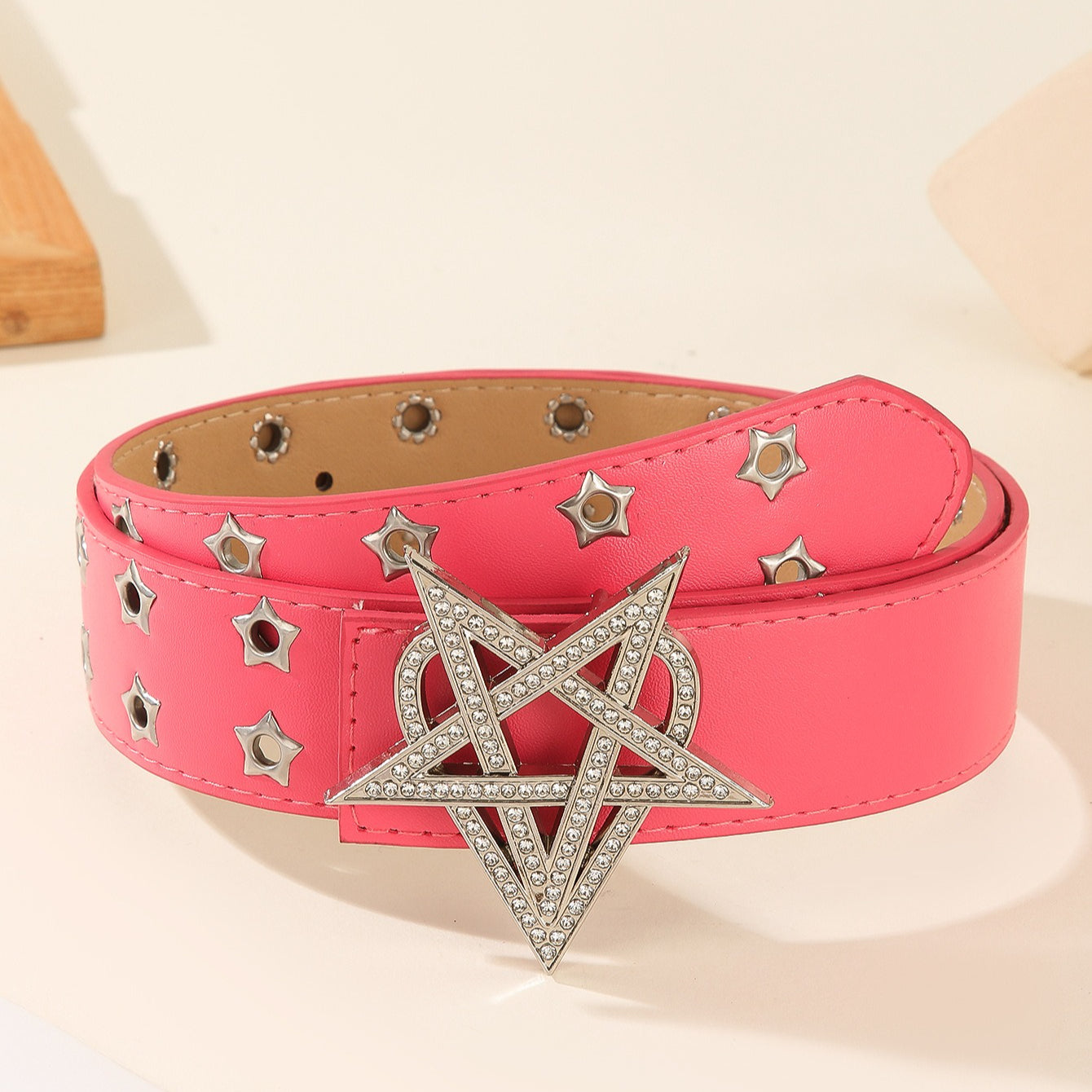 Punk Star Rhinestone Studded Hollow Belt