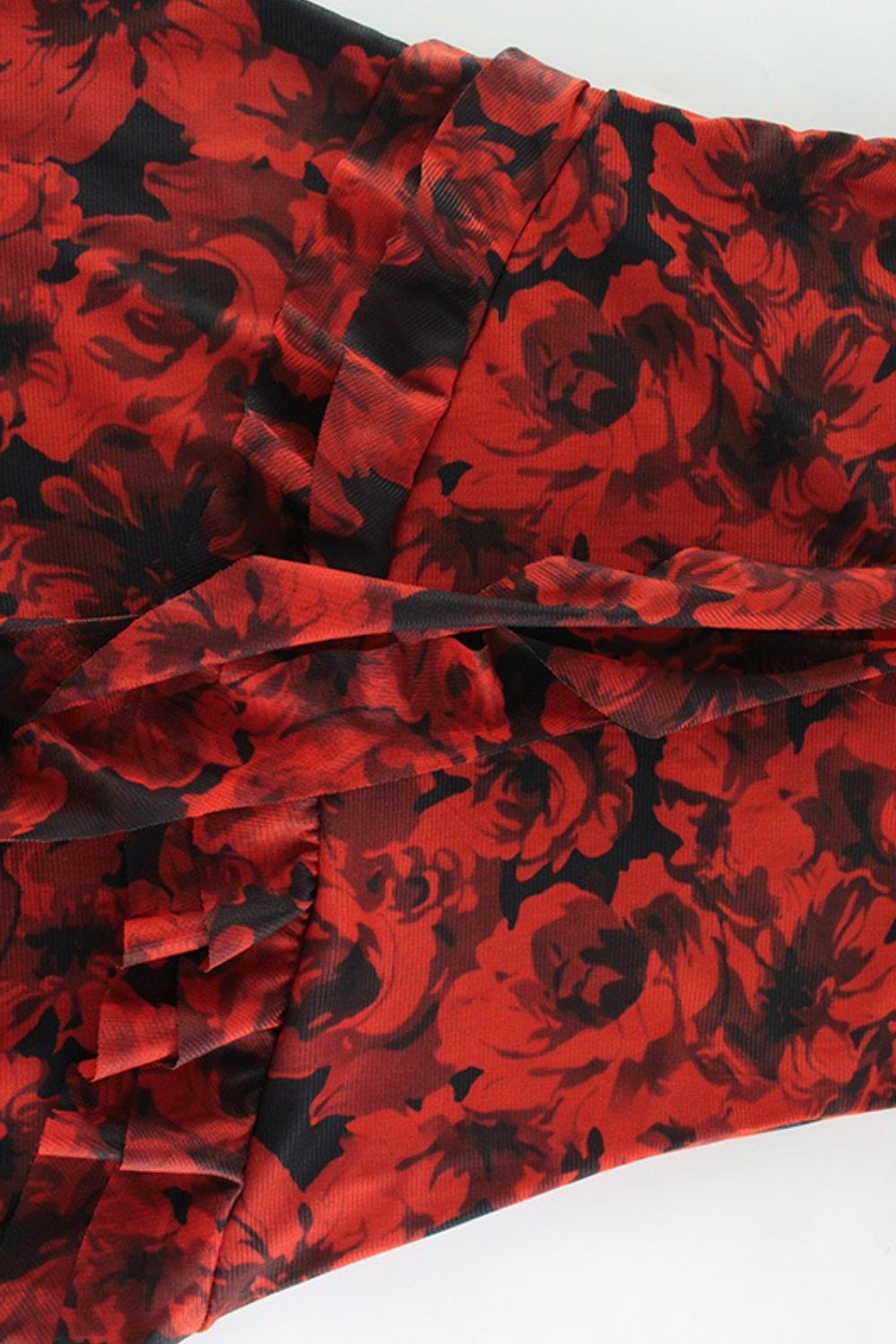 Rose Print Mesh Train Party Dress