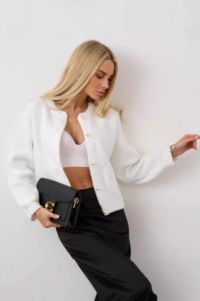 White Button Front Cardigan White / One Size Main image