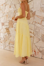 Patchwork Tie Back Flowy Boho Dress