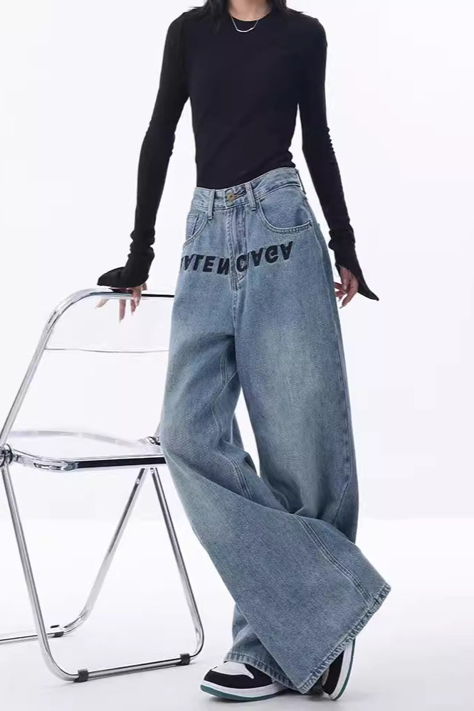 High Rise Embroidered Wide Leg Jeans Secondary image
