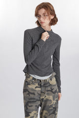 Mock Two-Piece Half-Zip Knit Top