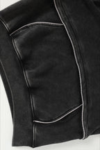 Washed Panel Seam Oversized Pullover Hoodie