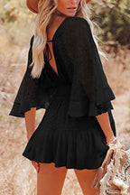 Lace Panel Batwing Sleeve Boho Dress