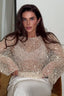 Sequin Trim Long Sleeve Knit Mesh Top