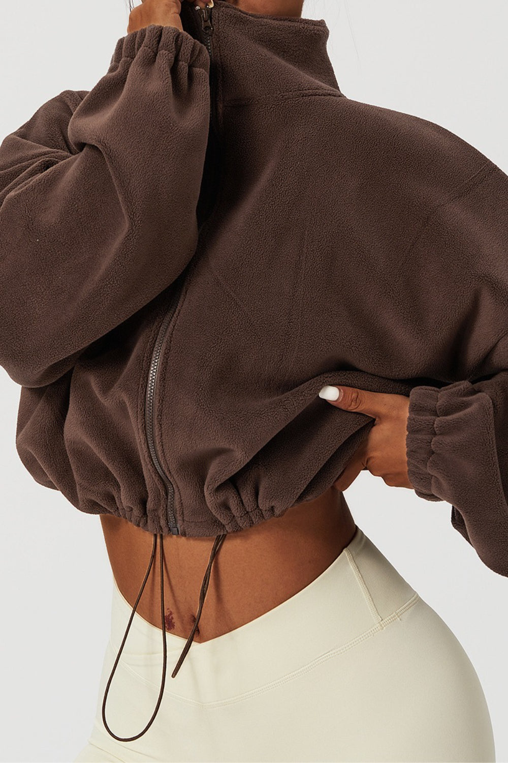 Stand Collar Fleece Loose Fit Sweatshirt