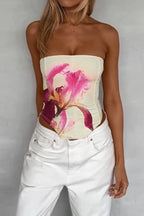 Floral Print Strapless Chic Tube Top