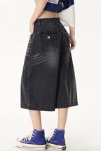 Vintage High Waist Cropped Wide Leg Jeans