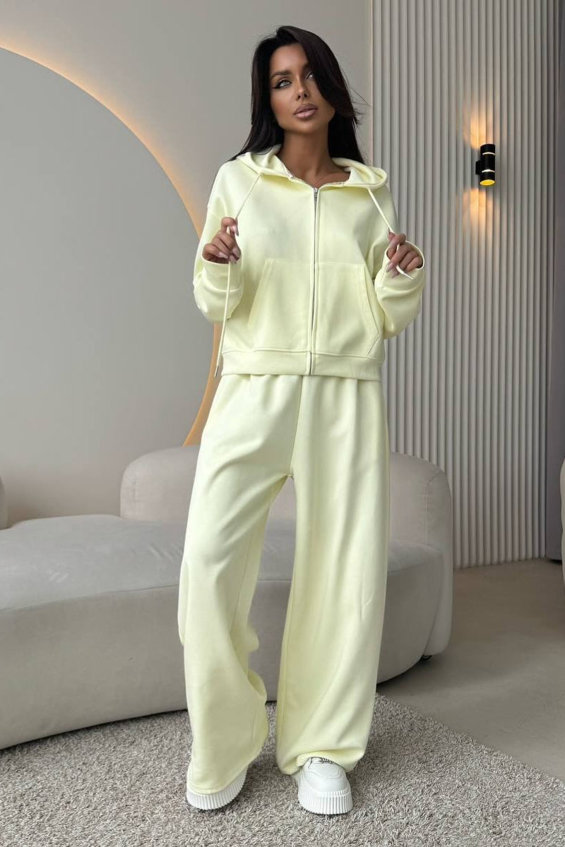 Cropped Zip Hoodie Jogger Two Piece Set