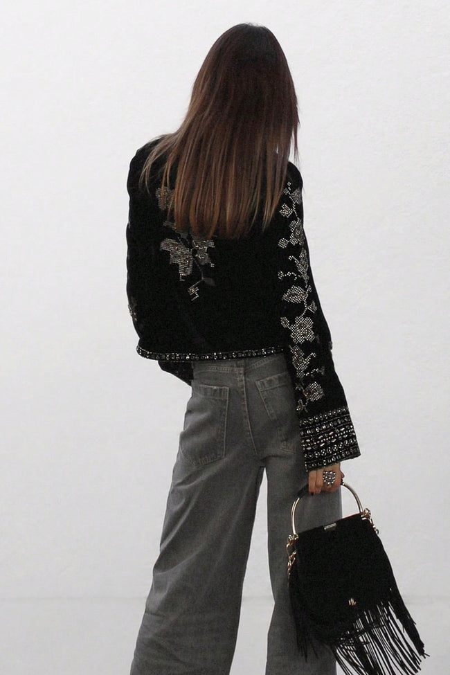 Long Sleeve Embroidered Velvet Jacket Main image
